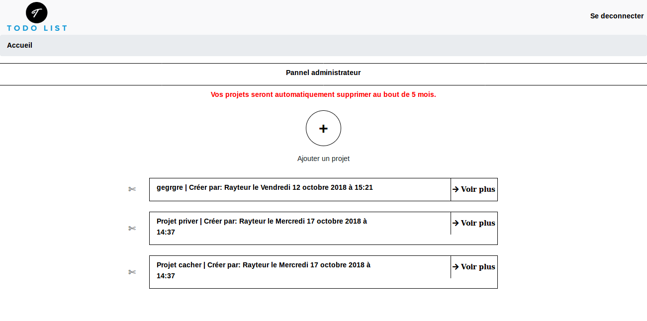 Photo d'un de mes projet de création d'une Todolist